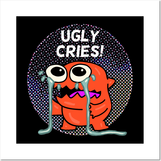 Ugly Cries Monster in Dots Wall Art by wildjellybeans